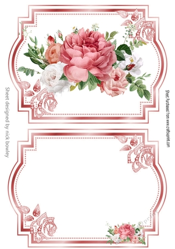 pretty pink roses and diamantes card front with insert 