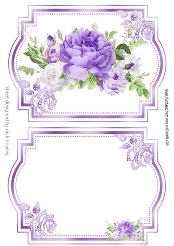 pretty purple roses and diamantes card front with insert