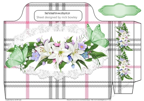 Pretty floral arrangement on lace pink tartan tote gift bag