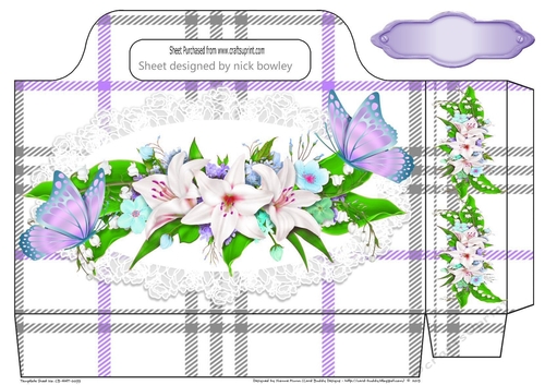 Pretty floral arrangement on lace purple tartan tote gift bag