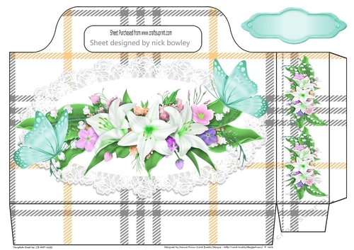 Pretty floral arrangement on lace peach tartan tote gift bag