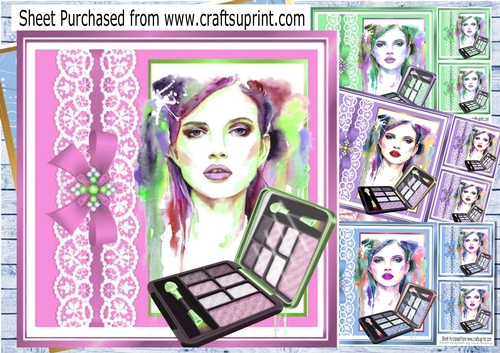  4 Art work ladies in coloured shades card fronts 8x8 mini kit