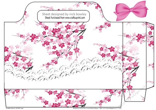Pretty cherry blossoms with pink bow and lace tote gift bag