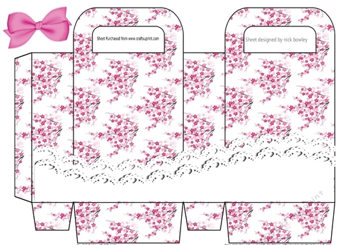 Pretty cherry blossoms with pink bow and lace small gift bag