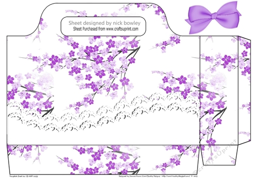 Pretty cherry blossoms with purple bow and lace tote gift bag