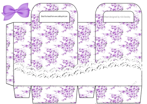 Pretty cherry blossoms with purple bow and lace small gift bag