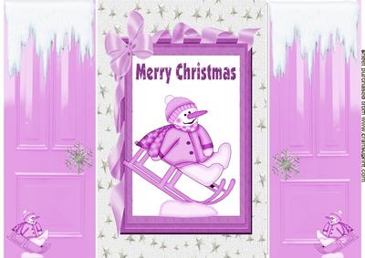 Cute Snowman on a Sleigh, Gatefold