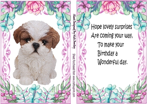 Cute puppy (one) in flower A5 Topper and insert