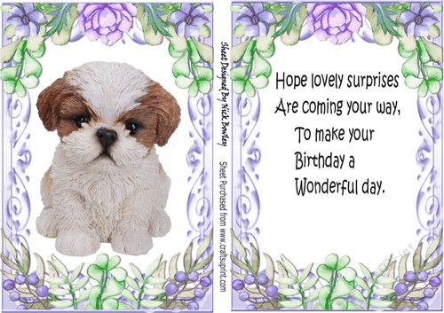 Cute puppy (two) in flower A5 Topper and insert