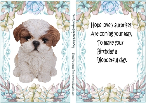 Cute puppy (three) in flower A5 Topper and insert