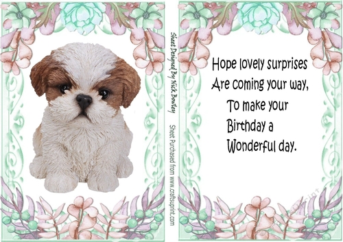 Cute puppy (four) in flower A5 Topper and insert