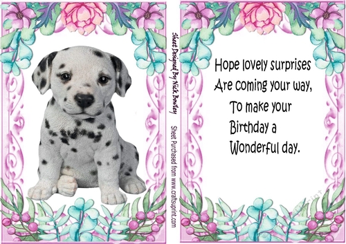 Cute dalmation puppy (two) in flower A5 Topper and insert