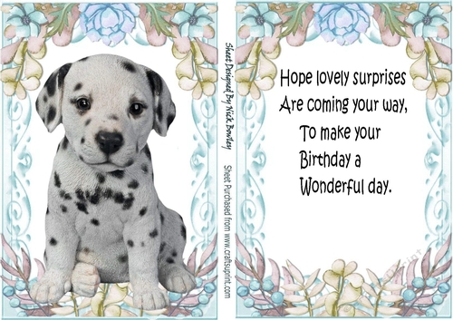 Cute dalmation puppy (four) in flower A5 Topper and insert