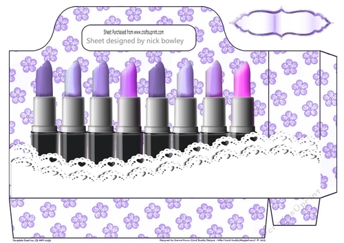 Shades of Lippy with lace and purple flowers tote gift bag