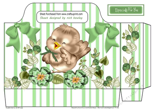 little bird with flowers and green bows tote gift bag