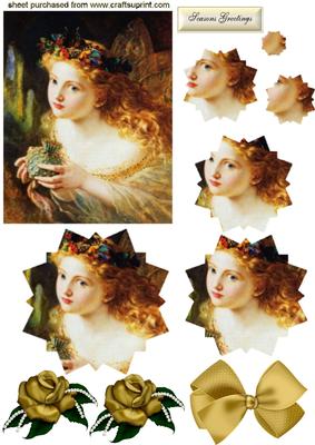 Angel with Gold Roses,star Pyramid
