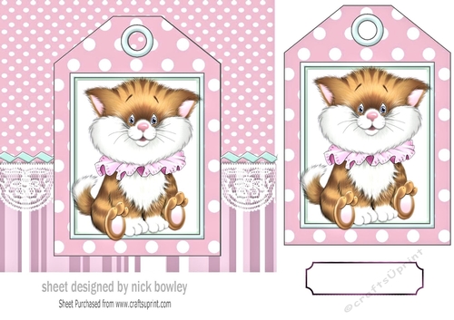 Cute kitten on a tag 7x7