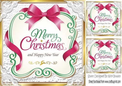 Lovely christmas sentiment pink plaque topper 8x8