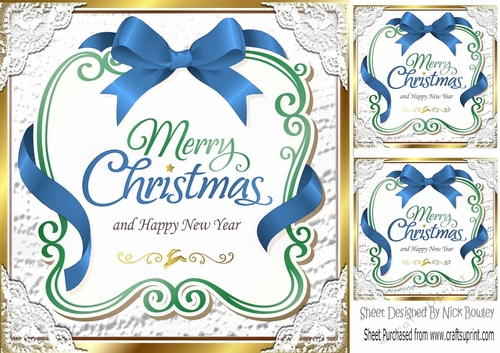 Lovely christmas sentiment blue plaque topper 8x8
