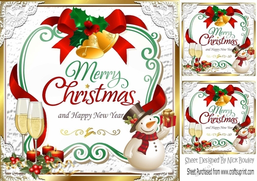 Lovely christmas sentiment red with snowman topper  8x8