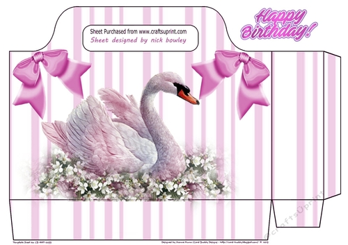 Pretty swan with flowers and stripes tote gift bag