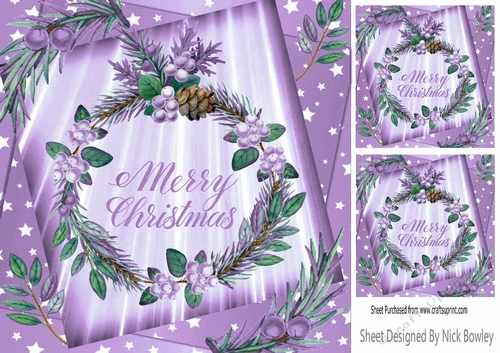Pretty chtistmas card front (lilac) 8x8