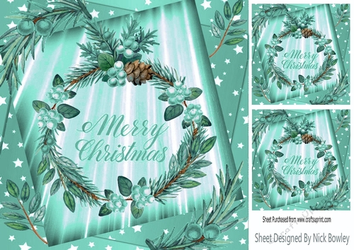 Pretty chtistmas card front (turq) 8x8