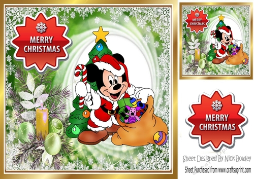 Ho! Ho! Ho! here comes mickey in santa hat 8x8