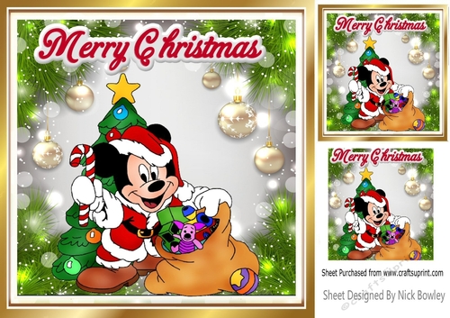  mickey in santa hat 8x8 with piramids