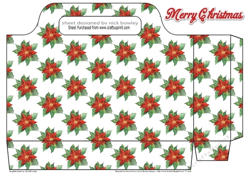 red poinsettia tote gift bag