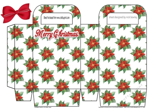 red poinsettia small gift bag