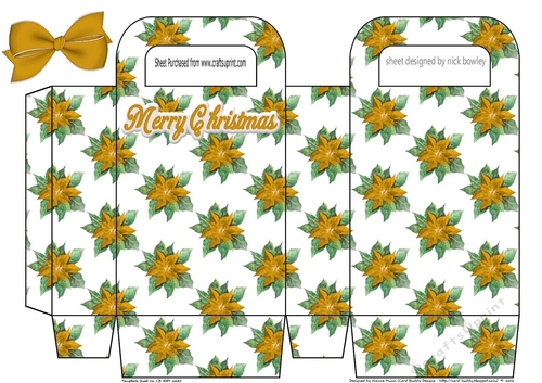 gold poinsettia small gift bag