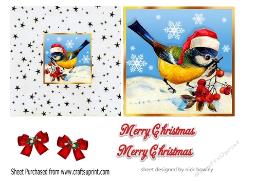 Lovely robin in santa hat 5X5 quick cut and fold