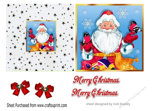 Lovely santa with little birds 5X5 quick cut and fold
