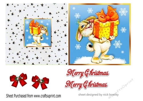Lovely bunny with present 5X5 cut and fold