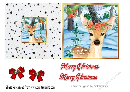 Lovely little deer in the snow 5X5 quick cut and fold