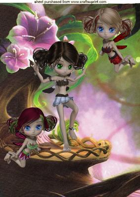 Playful Faeries in the Glenn a 4 Topper