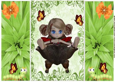 Faerie Sitting in a Leaf Gatefold