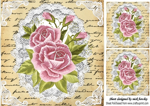 pink roses, & lace  8x8