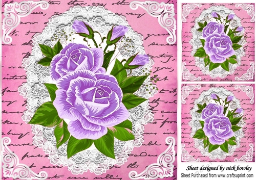 purple roses, & lace  8x8