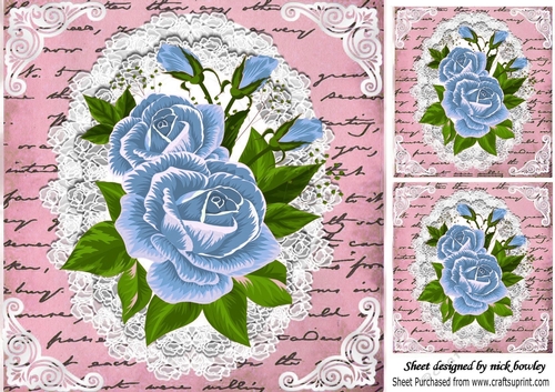 blue roses, & lace one  8x8