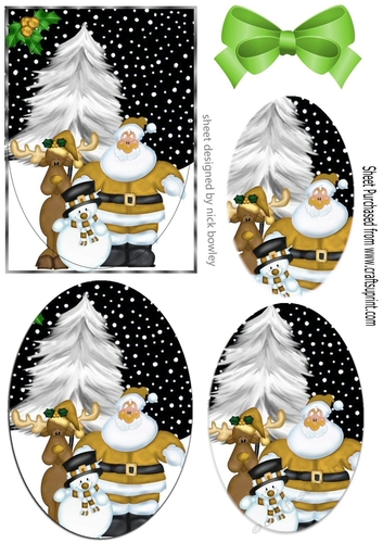 Lovely santa and friends oval pyramids (gold)