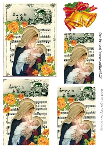 Mary with baby jesus with christmas carol pyramids 