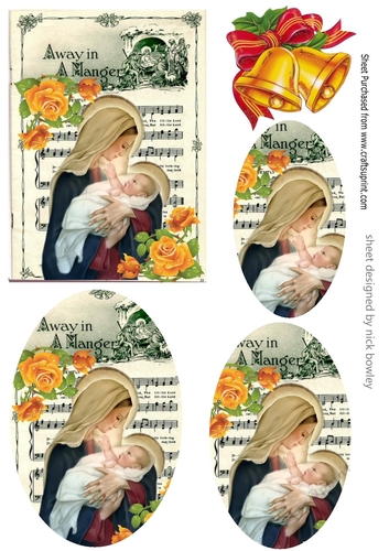 Mary with baby jesus with christmas carol oval pyramids