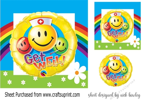 Lovely smilie faces balloons get well with rainbow frame 7x7
