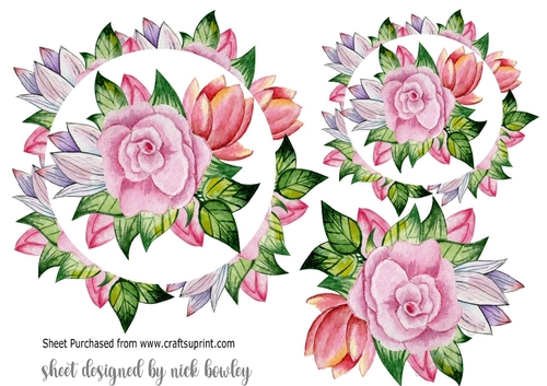 pretty flower frame toppers with pink roses