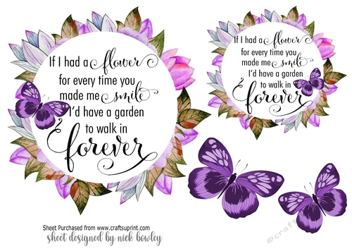  flower frame toppers with verse/sentiment lilac flowers
