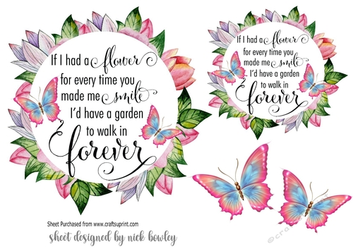 flower frame toppers with verse/sentiment pink flowers