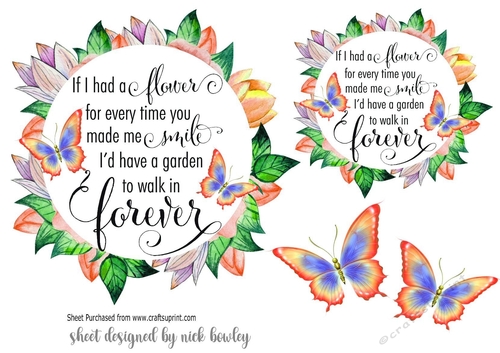 flower frame toppers with verse/sentiment peach flowers