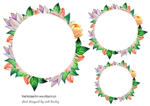 pretty flower frame toppers in peach,  toppers/inserts
